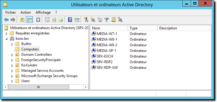 Aperçu Active Directory avant